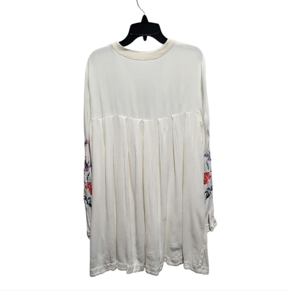Free People Mia Embroidered Gauze Mini Dress White Boho Peasant Small - Picture 3 of 12